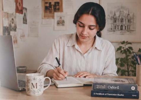 Mariam at her desk